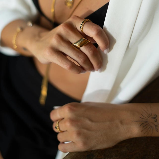 Infinity Fold Gold Unique Adjustable Ring, Size 8 For Sale - Image 9 of 11