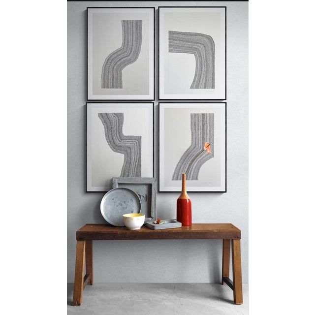 Contemporary Minimalist Abstract Drawing With Black Ink For Sale - Image 3 of 4