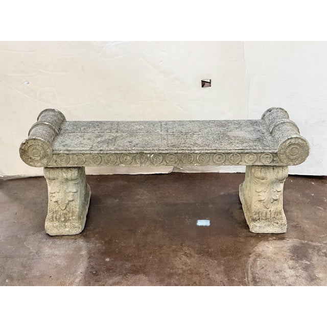 Large English Garden Stone Bench Seat in the Classical Style For Sale - Image 15 of 17