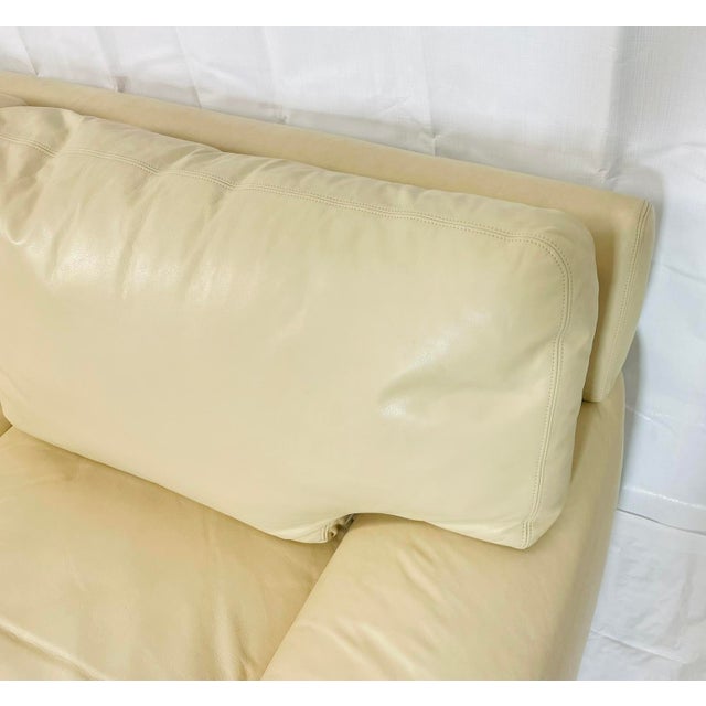 Vintage A. Rudin for Steve Chase Cream Leather Sofa For Sale - Image 16 of 18