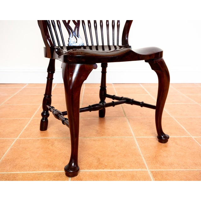 Wood Antique Georgian Revival Victorian Windsor Chair Thames Valley in Mahogany, 1890 For Sale - Image 7 of 18