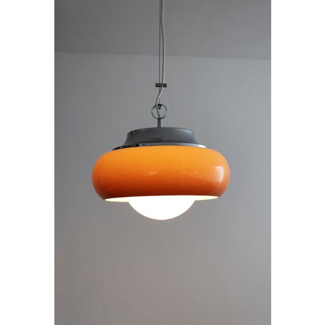 Meblo Pendant Lamp for Harvey Guzzini Italy Beautiful Space Age design, 1970s Made in Italy Includes rare original canopy...