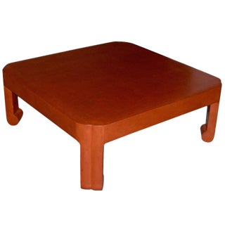 1970s Modern Mark Hampton Custom Linen Wrapped Low Table For Sale