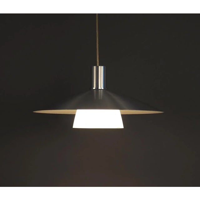 Danish Hanging Lamp in Metal with Milk Glass, 1980s For Sale - Image 6 of 8