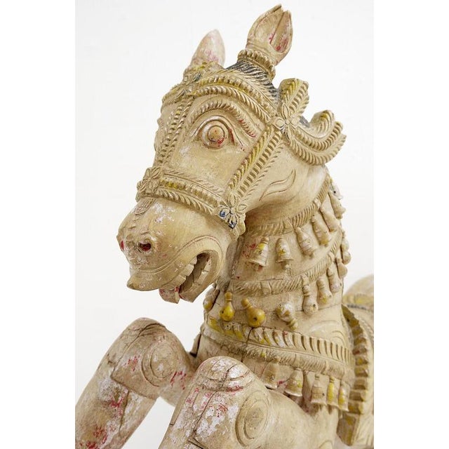 Wood Ayyanar India Carved and Polychrome Wood Horse For Sale - Image 7 of 16