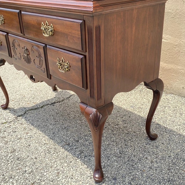 Vintage Thomasville Queen Anne Style Cherry Wood Highboy Tall Chest Dresser For Sale - Image 12 of 12