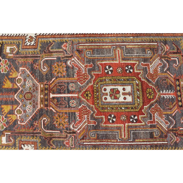 Antique Persian Bakhtiar Gallery Rug Featuring a Multi-Medallion Tribal Design For Sale - Image 10 of 16