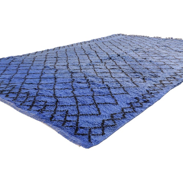 21901 Vintage Beni M'Guild Moroccan Rug, 05'10 x 09'03. The Majorelle Lattice: A Vintage Beni M'Guild Moroccan Masterpiece...