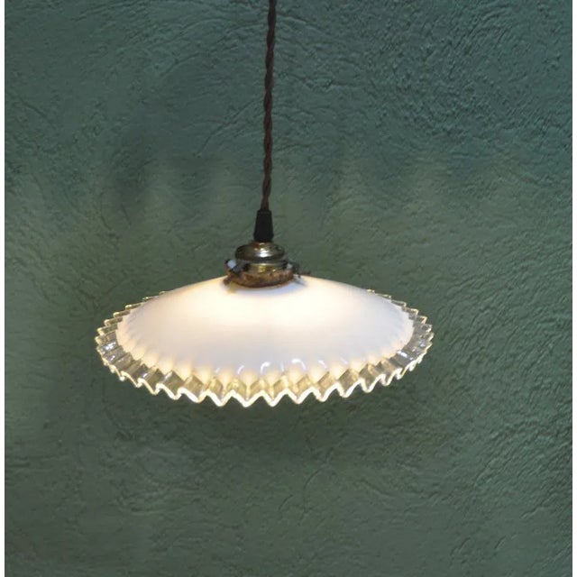 White Opaline Lamp with Flyers, 1930s For Sale - Image 6 of 11