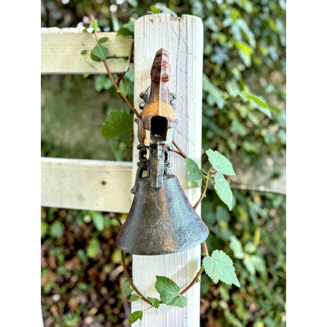 Metal Antique Cast Iron Horse Wall Bell-Equestrian Door-Dinner Bell-Rustic-Farmhouse For Sale - Image 7 of 10