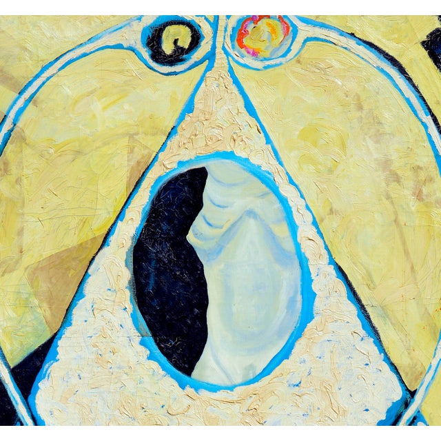 1950s Mid Century Yellow and Blue Large Scale Abstract by Louis Earnest Nadalini For Sale - Image 5 of 7