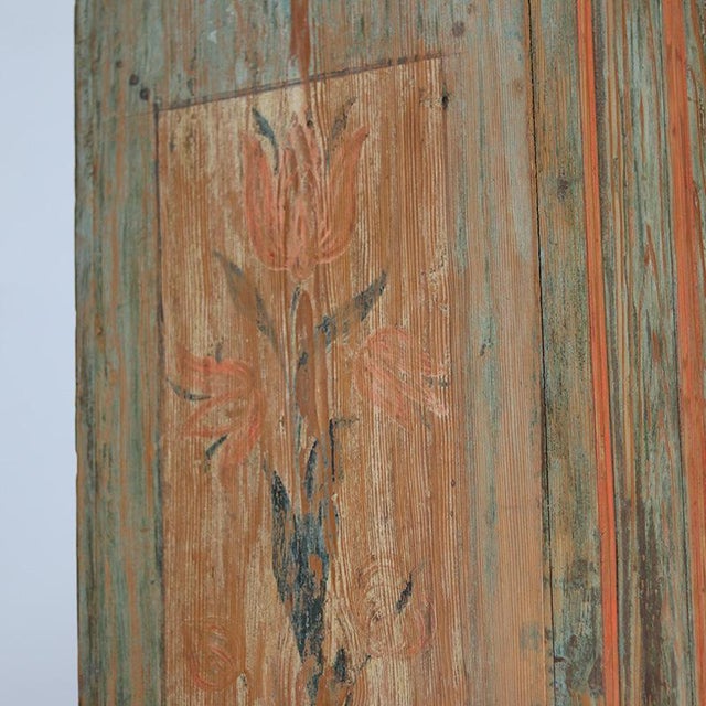 Large Rustic Farmhouse Folk Art Painted Bridal Cabinet dated 1806 For Sale - Image 4 of 18