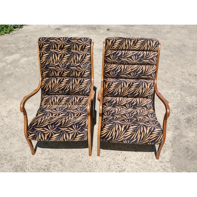 Set of MCM Armchairs in Cherry and Plush by Ezio Longhi, 1960s For Sale - Image 9 of 13