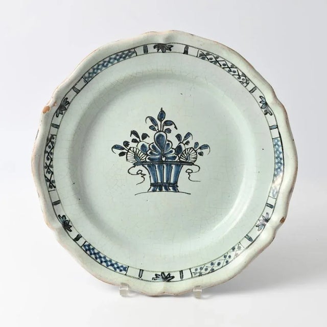 Antique French Cul Noir Rouen Faience Plate For Sale - Image 10 of 10