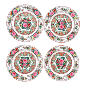 Vintage Chinese Famille Rose Canton Porcelain Dinner Plates – Set of 4