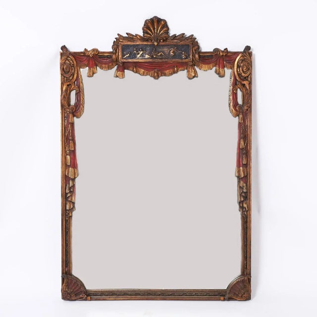 Carved and Painted Neoclassic Frame and Mirror For Sale - Image 10 of 10