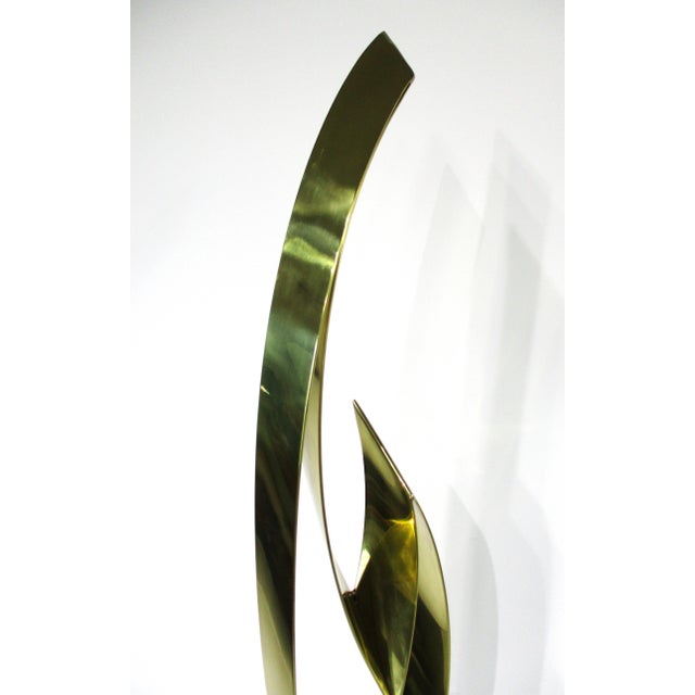 Curtis Jere Curtis Jere Large Brass and Marble Flame Sculpture For Sale - Image 4 of 12