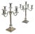Large Empire Silverplated Brass Five-Arm Candelabras, 1940s, Set of 2 For Sale