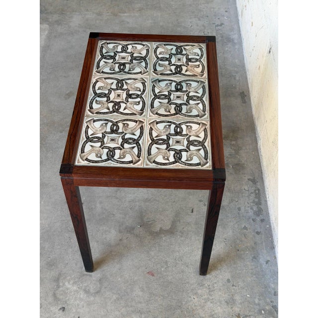 Vintage Danish Rosewood Tile Top Side Table Scandinavian Modern End Table For Sale - Image 9 of 9
