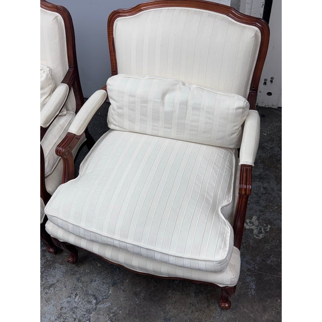 French Sam Moore Bergère Lounge Chairs, Pair For Sale - Image 3 of 12