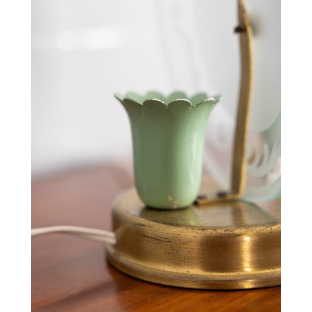 Vintage Italian Brass and Glass Table Lamps, 1950s, Set of 2 For Sale - Image 6 of 10