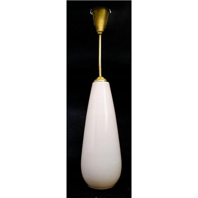 Metal Glass and Brass Pendant Lamp, Poland, 1960s For Sale - Image 7 of 7