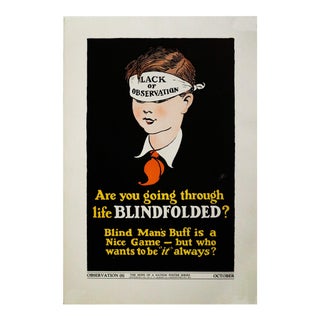 1937 American Hope of a Nation Poster Series, Observation (Blindfolded Boy) For Sale