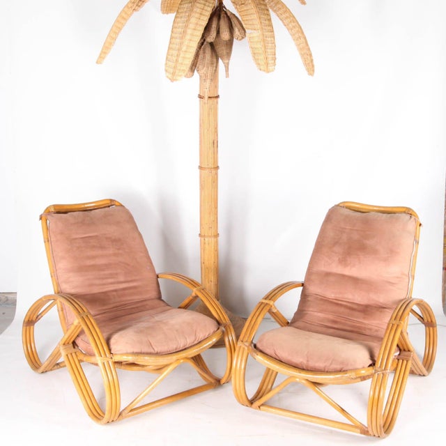 Light Yellow Set of Rattan Pretzel Armchairs, 1970s For Sale - Image 8 of 9