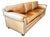 Vintage English Leather Sofa Tan Color Nail Head Trim Feather Down Cushions For Sale - Image 16 of 18