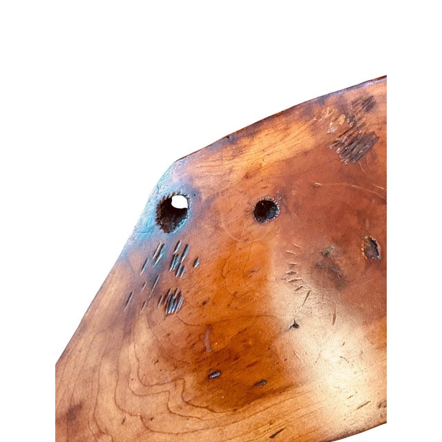 Wood Handcrafted Live Edge Hardwood Bench in the Style of Appalachian Folk Art For Sale - Image 7 of 12