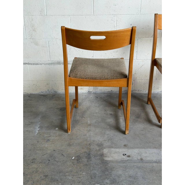 Wood Set of 3 Vintage Danish Modern Dining Chairs in Beech With Textured Upholstery For Sale - Image 7 of 10