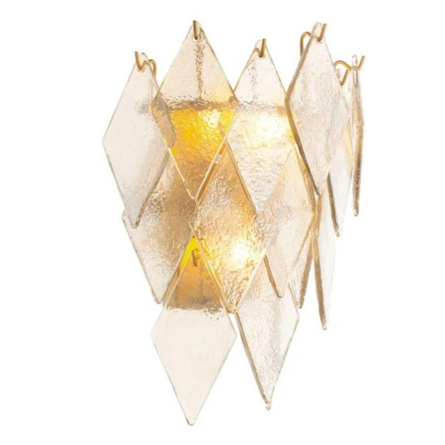 Antique Brass Handmade Glass Wall Lamps, Set of 2 For Sale - Image 3 of 9