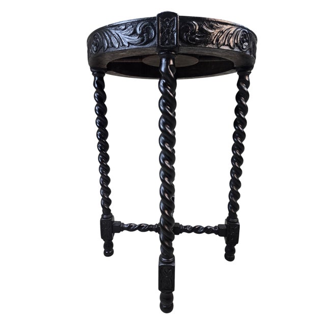 Wood Antique Jacobean Revival Barley Twist Occasional Table For Sale - Image 7 of 7