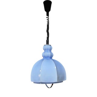 Vintage Light Blue Adjustable Pendant Light, Former Yugoslavia, 1970s For Sale