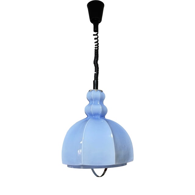 Vintage Light Blue Adjustable Pendant Light, Former Yugoslavia, 1970s For Sale