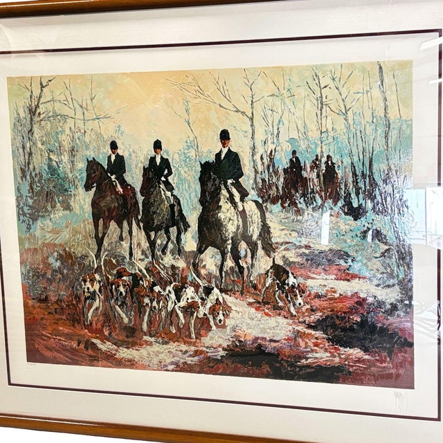 Framed 1987 "Autumn Hunt" by Mark King original Limited Edition Serigraph on Paper Hand signed by the artist. Dimensions:...