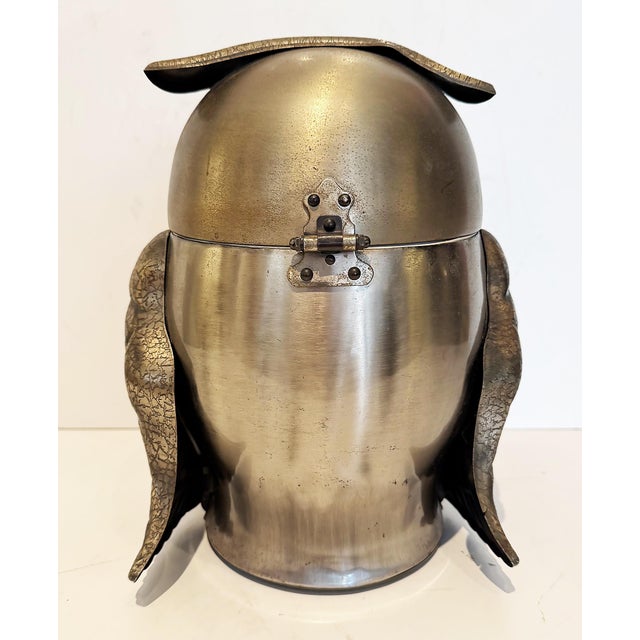 1960s Seymour Mann Pewtertone Olde Tankardware Owl Ice Bucket From Japan For Sale - Image 4 of 8