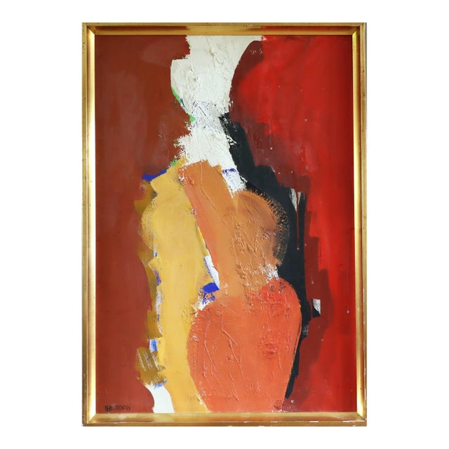 Mid-Century Modern 'Weight of Warmth' Abstract Oil Painting by Swedish Painter Hans Osswald (1919-1983), Framed For Sale