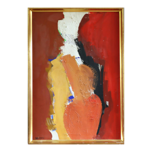 Mid-Century Modern 'Weight of Warmth' Abstract Oil Painting by Swedish Painter Hans Osswald (1919-1983), Framed
