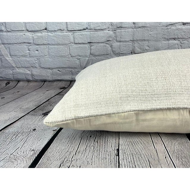 Turkish 16 x 24 Hemp Pillow Turkish Cushion Natural White Pillow Cushion Cover For Sale - Image 3 of 4