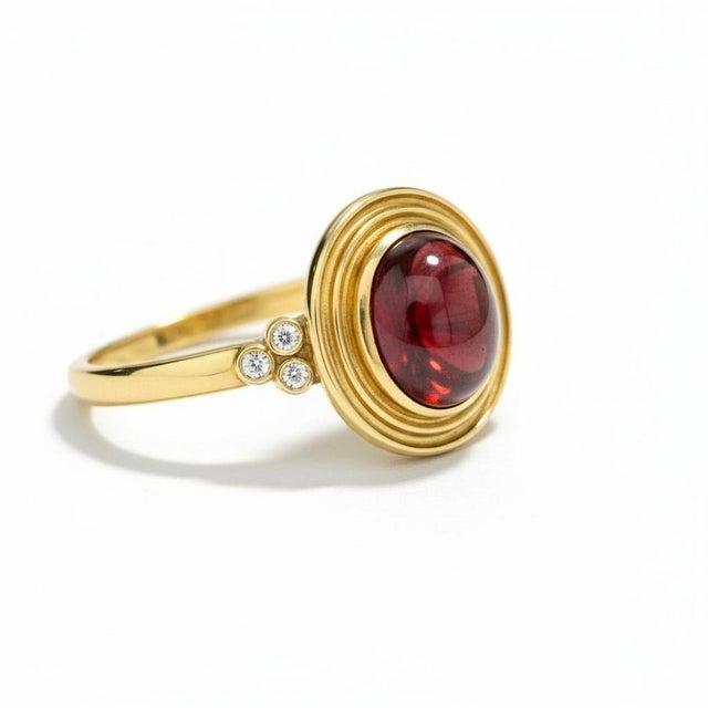 Vintage Inspired Garnet and Topaz Ring in Silver, Gold, Size 6 For Sale - Image 4 of 5
