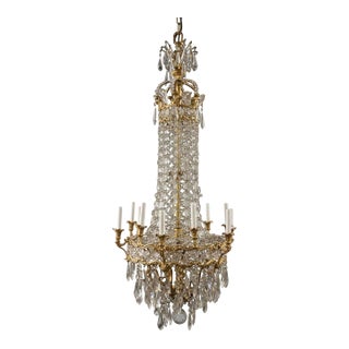 1900 Caldwell Crystal and Bronze Chandelier With 12 Lights For Sale