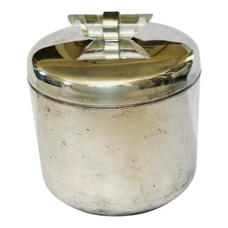 Vintage Art Deco Style MCM Ice Bucket With Lucite Handle and Mercury Glass Interior For Sale