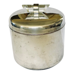 Vintage Art Deco Style MCM Ice Bucket With Lucite Handle and Mercury Glass Interior