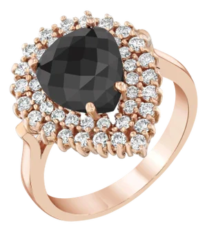 2.99 Carat Black Diamond 14 Karat Rose Gold Cocktail Ring, Size 7.5