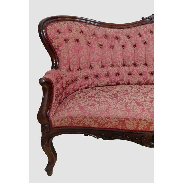 19th century traditional sofa./ beautiful carving mahogany wood it is part of a set: sofa, two arm chair and six chairs....