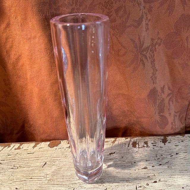 Glass Vintage Art Deco Style Pink Glass Vase For Sale - Image 7 of 12