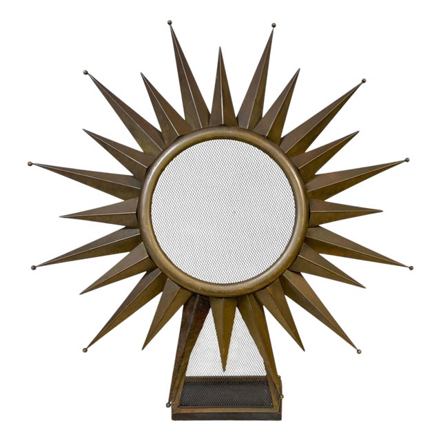 Diminutive Jacques Adnet, Attributed -Sunburst Fire Screen, France, C 1950 For Sale