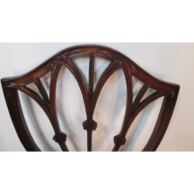 Charak Furniture Co. Set of 8 Vintage Shield-Back Mahogany Dining Chairs by Charak For Sale - Image 4 of 12