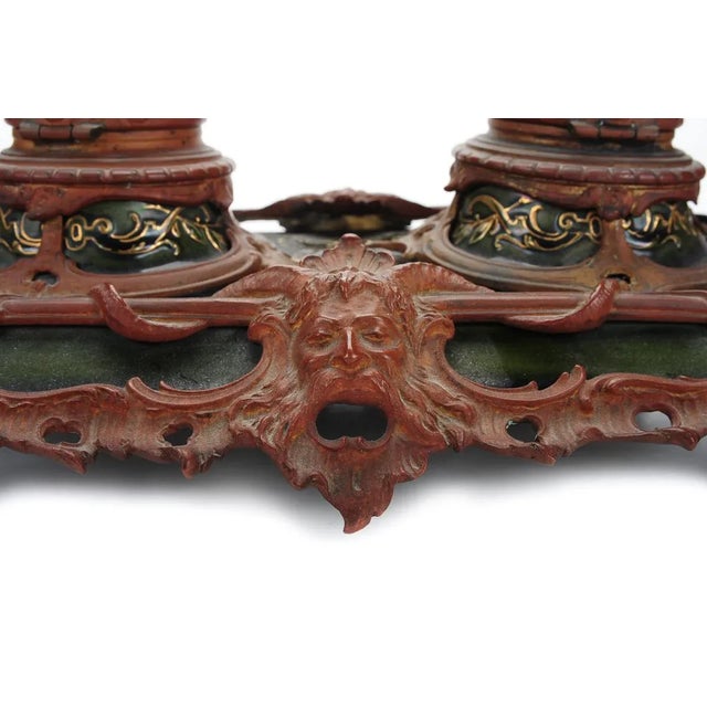 Baroque Antique 19th century Baroque Ceramic Inkwell For Sale - Image 3 of 9
